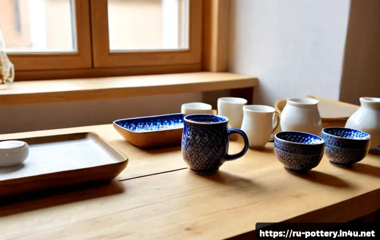 Home 17 도자기 판매 온라인 마켓 추천 - Photorealistic home studio scene of a Russian ceramic artisan preparing handmade porcelain mugs and ...